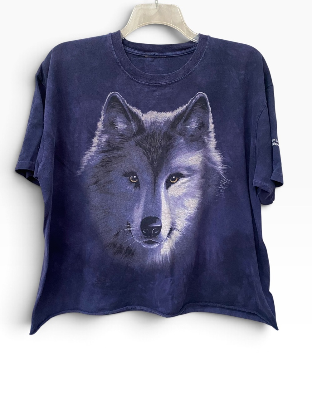 Purple Blue Wolf Graphic Tee T-shirt size XXL Cropped wolves wildlife animal top